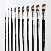 Tiziano Oil/Acrylic Painting Brush slanted, flat, set, 10 brushes