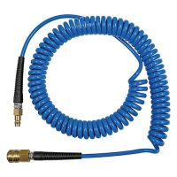 Druckluft-Spiralschlauch, PU, blau, mit Kupplung und Stecker NW 7,2 mm, 6 m