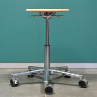 RESKO "Piccolo" Work Stool with Beech Seat, on Castors, low