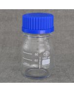 Laboratory bottle with blue screw cap, 100 ml
