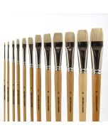 Artists’ Bristle Brush, flat-long, Set with Sizes 2 - 24 (12 pc)