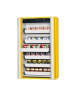 asecos® Phoenix Folding Door Cabinet 2-door, 6 Drawers, yellow