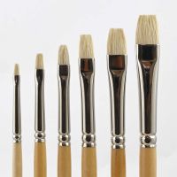 Artists’ Bristle Brush, flat-long, Set with Sizes 2 - 12 (6 pc)